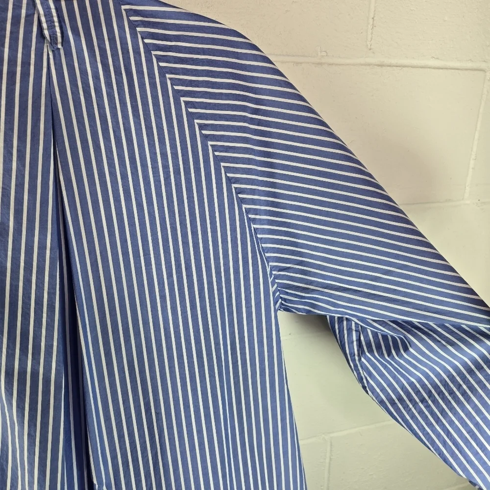 COS Voluminous Poplin Blue White Striped Balloon Oversized Long Midi Dress - Picture 13 of 16